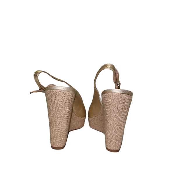 Antonio Melani Gold Wedge Peep Toe Heels 10